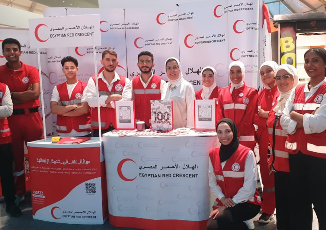 The Egyptian Red Crescent's pavilion at the "Egyptian Family Development" exhibition in Alamein.